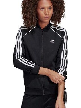 adidas Black Track Bomber Jacket with White 3-Stripes - Women's